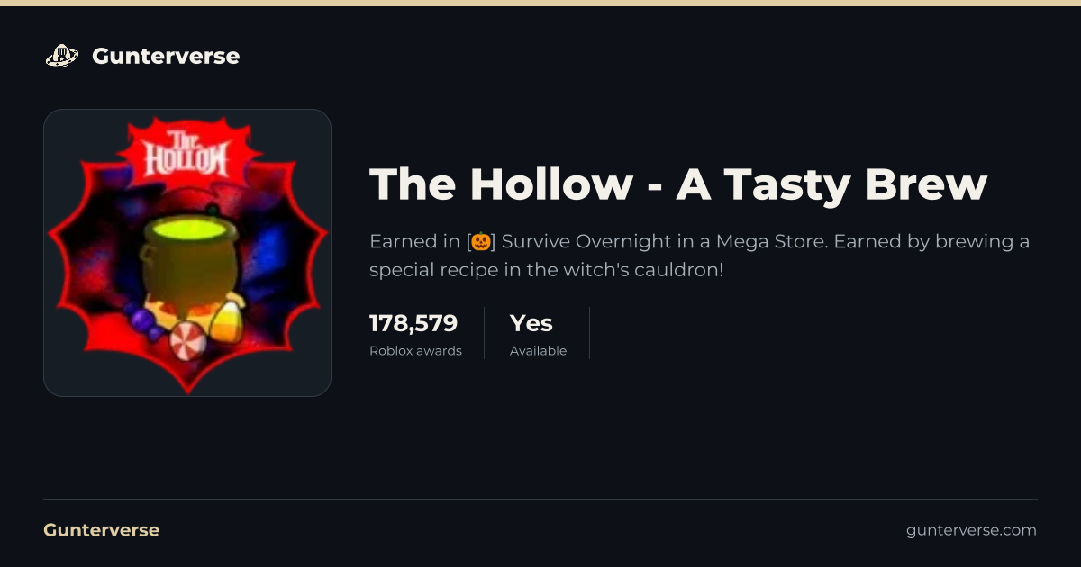 The Hollow - A Tasty Brew - Roblox Badge | Gunterverse