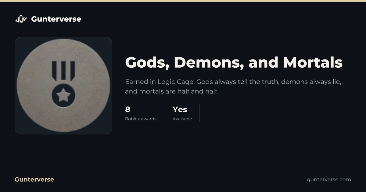 Gods, Demons, and Mortals - Roblox Badge | Gunterverse
