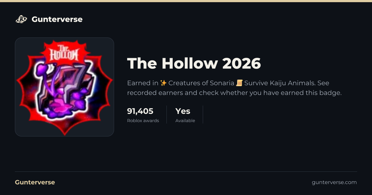 The Hollow 2026 - Roblox Badge | Gunterverse