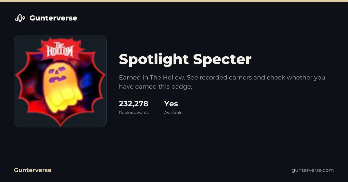 Spotlight Specter - Roblox Badge | Gunterverse