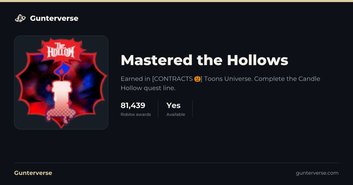Mastered the Hollows - Roblox Badge | Gunterverse