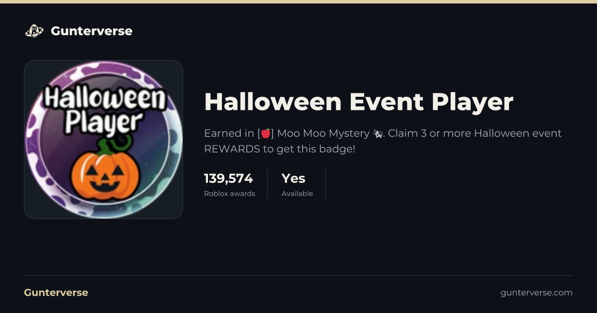 Halloween Event Player - Roblox Badge | Gunterverse