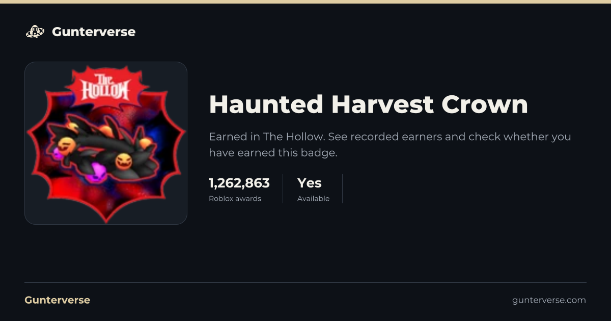 Haunted Harvest Crown - Roblox Badge | Gunterverse