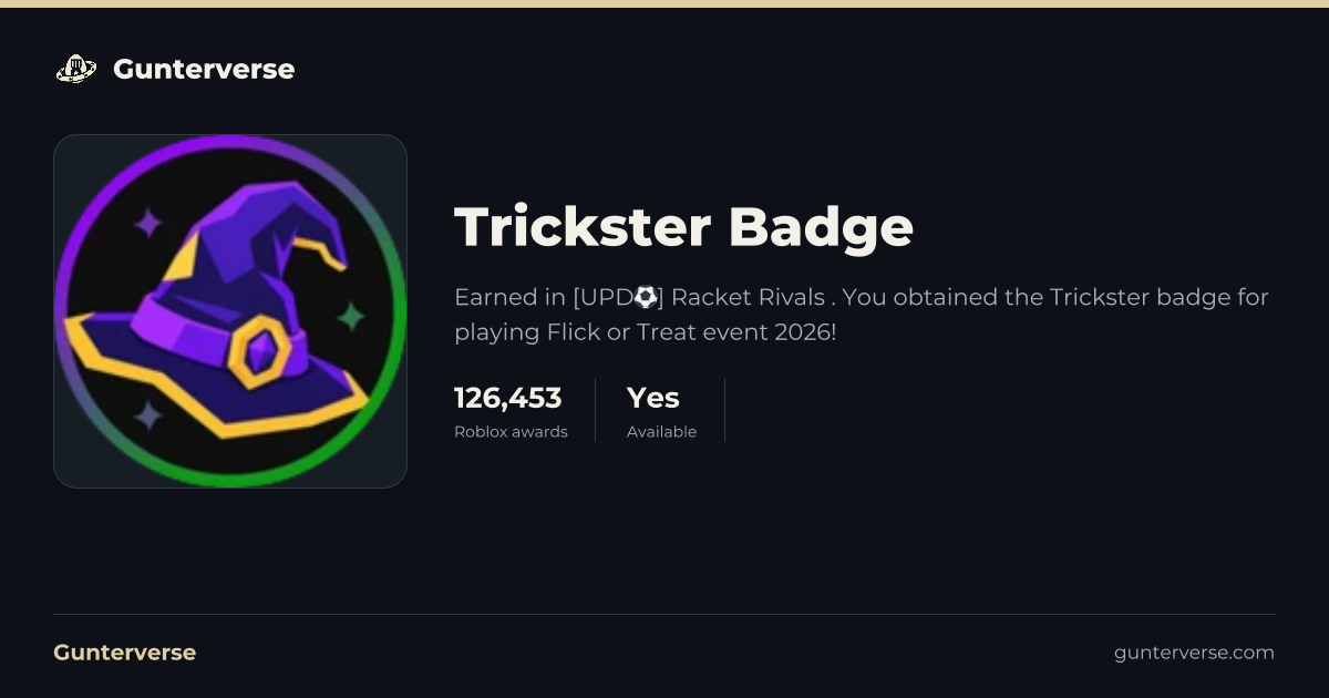 Trickster Badge - Roblox Badge | Gunterverse