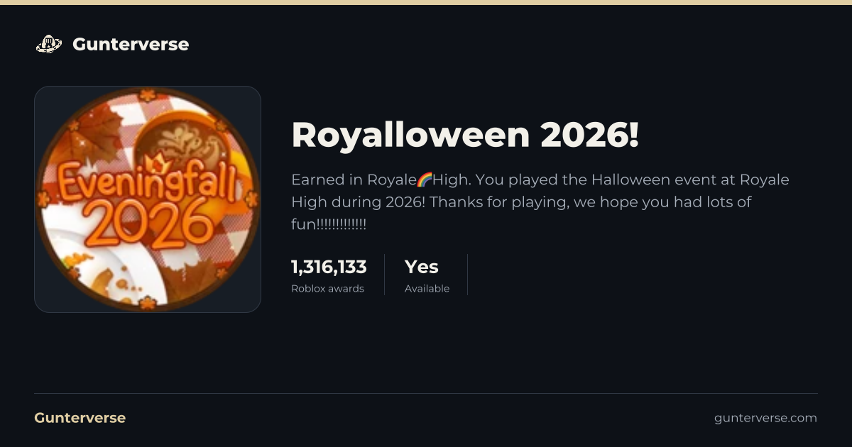 Royalloween 2026! - Roblox Badge | Gunterverse