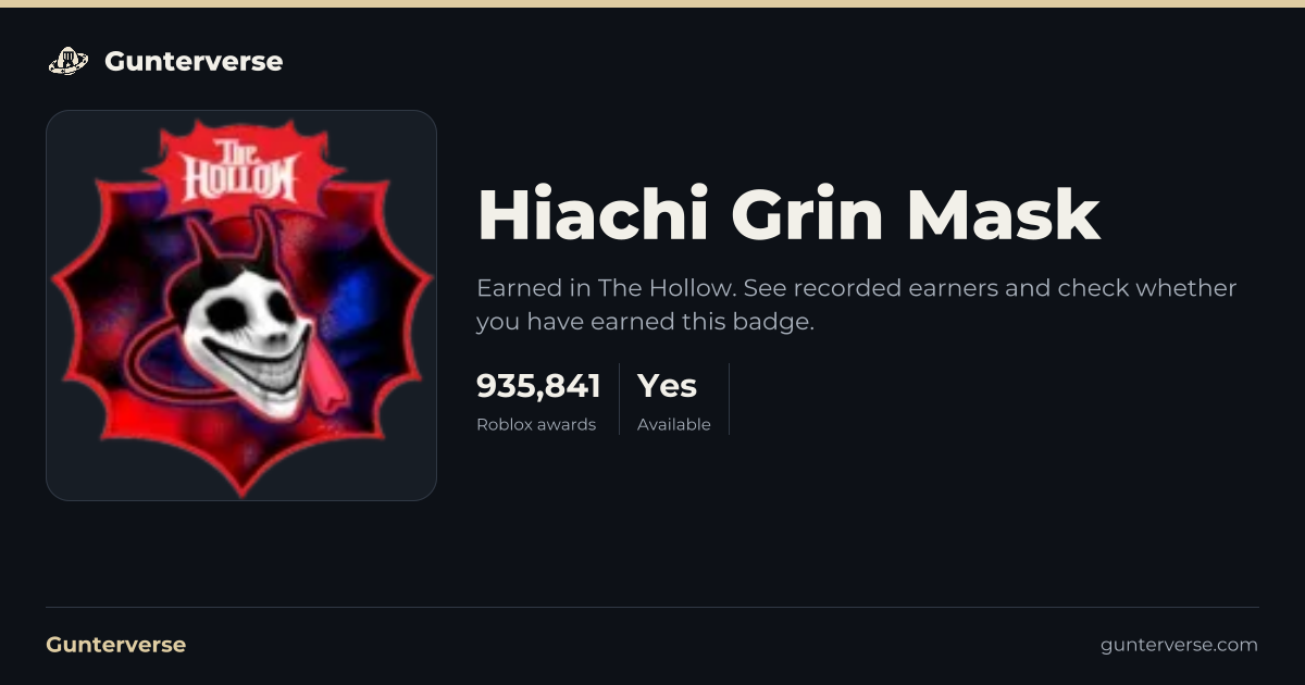 Hiachi Grin Mask - Roblox Badge | Gunterverse