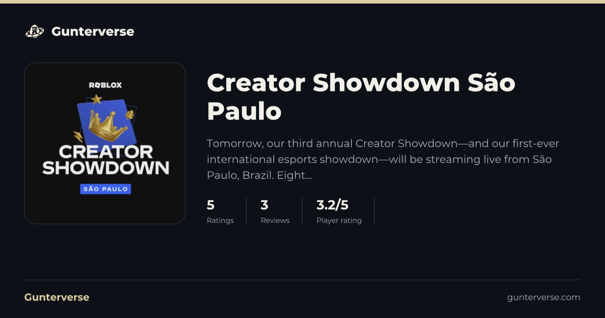 Creator Showdown São Paulo (2026) (Roblox) | Gunterverse