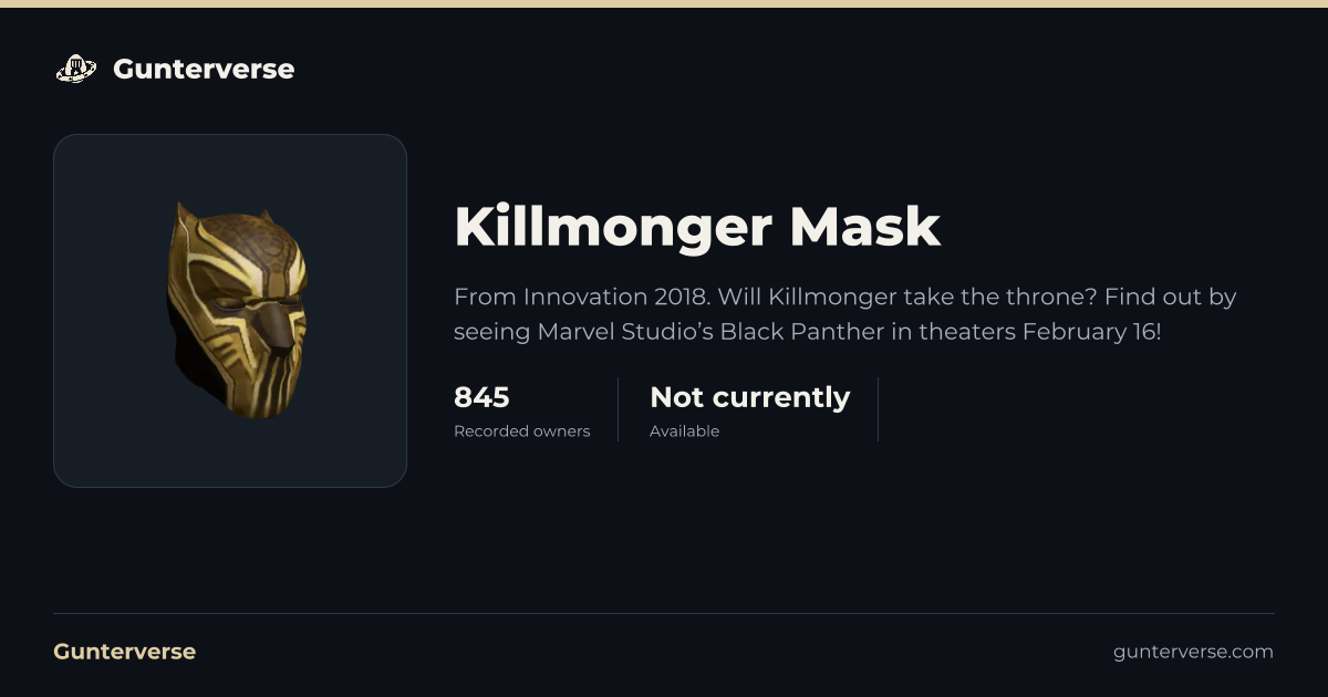 Killmonger Mask - Roblox Reward | Gunterverse