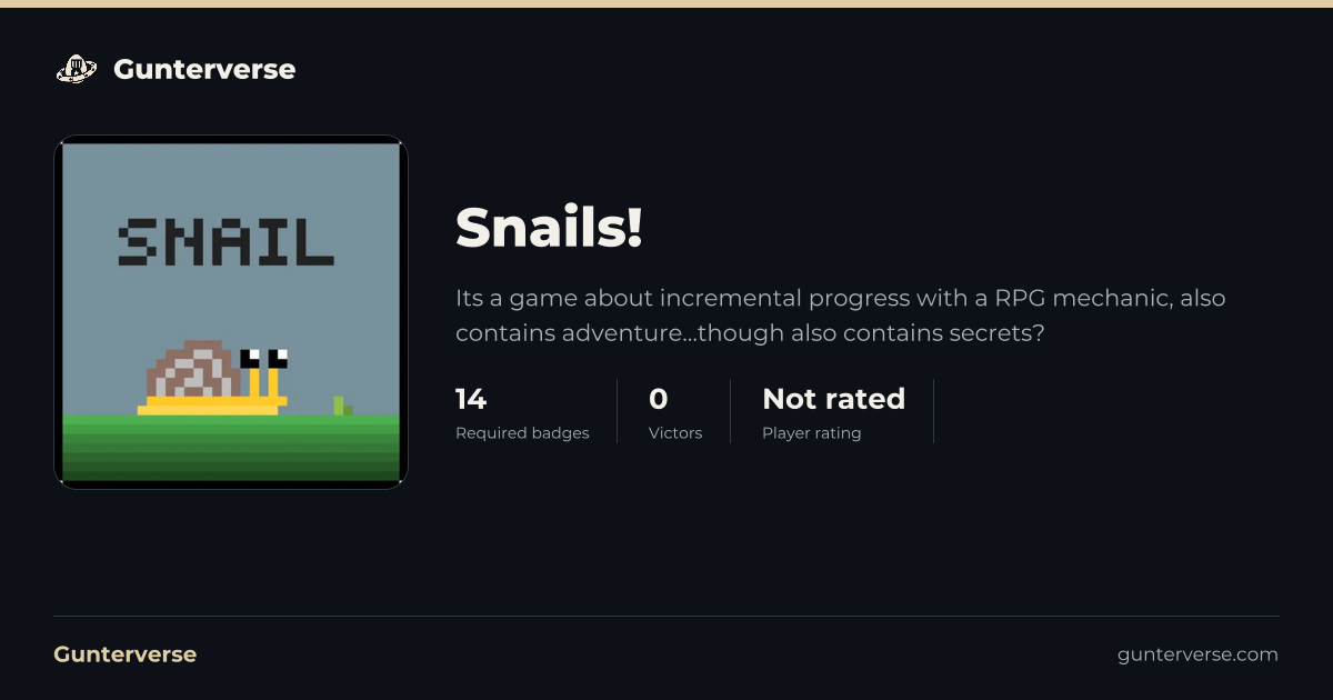 Snails! - Roblox Puzzle & Badge List | Gunterverse